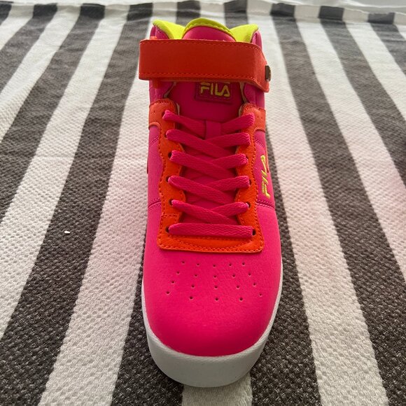 FILA Women VULC 13 SUPERBRIGHT Sneakers NWOT HiTop Neon Pink Yellow OrangeVelcro - Picture 5 of 13
